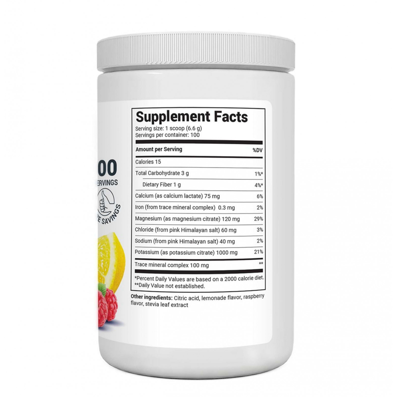 Electrolyte Powder Raspberry & Lemon Natural Flavor 100 Servings