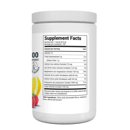 Electrolyte Powder Raspberry & Lemon Natural Flavor 100 Servings